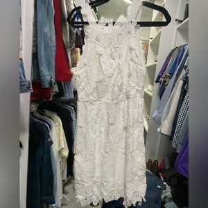 Ark & Co white lace, open back mini dress. Size M.